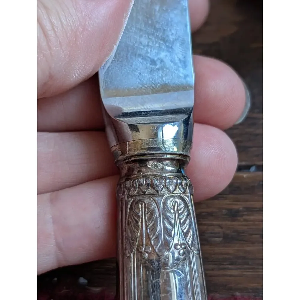 Antique Ercuis France Empire .800 Silver Dinner Knife Pair Knives 10